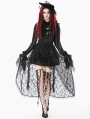 Black Gothic Retro Floral Mesh Lace High-Low Skirt