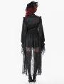 Black Gothic Retro Floral Mesh Lace High-Low Skirt