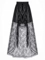 Black Gothic Retro Floral Mesh Lace High-Low Skirt