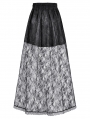 Black Gothic Retro Floral Mesh Lace High-Low Skirt