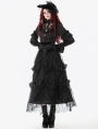 Black Vintage Gothic Embroidered Layered High-Waist Long Skirt