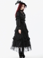 Black Vintage Gothic Embroidered Layered High-Waist Long Skirt