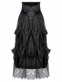 Black Vintage Gothic Embroidered Layered High-Waist Long Skirt