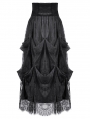 Black Vintage Gothic Embroidered Layered High-Waist Long Skirt