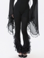 Black Gothic Multi-Layer Lace Trim Flared Leggings for Women