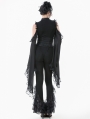 Black Gothic Multi-Layer Lace Trim Flared Leggings for Women