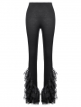 Black Gothic Multi-Layer Lace Trim Flared Leggings for Women