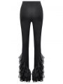 Black Gothic Multi-Layer Lace Trim Flared Leggings for Women