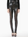 Black Gothic Snakeskin Cut-Out Leggings for Women