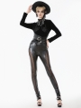 Black Gothic Snakeskin Cut-Out Leggings for Women