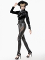 Black Gothic Snakeskin Cut-Out Leggings for Women