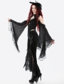 Black Retro Gothic Lace Applique Velvet Flared Pants for Women
