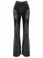 Black Retro Gothic Lace Applique Velvet Flared Pants for Women