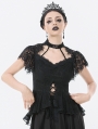 Black Gothic Hollow Out Floral Lace Top for Women