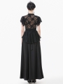 Black Gothic Hollow Out Floral Lace Top for Women