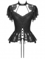 Black Gothic Hollow Out Floral Lace Top for Women