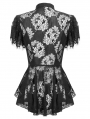 Black Gothic Hollow Out Floral Lace Top for Women