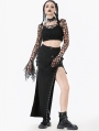 Black Gothic Punk Irregular Distressed Crop Top for Women