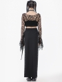 Black Gothic Punk Irregular Distressed Crop Top for Women