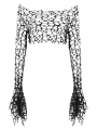 Black Gothic Punk Irregular Distressed Crop Top for Women