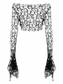 Black Gothic Punk Irregular Distressed Crop Top for Women