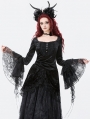 Black Gothic Retro Flared Sleeve Velvet Top for Women