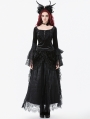 Black Gothic Retro Flared Sleeve Velvet Top for Women