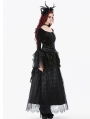 Black Gothic Retro Flared Sleeve Velvet Top for Women