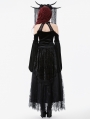 Black Gothic Retro Lace Applique Off-Shoulder Velvet Top for Women