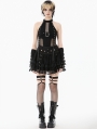 Black Gothic Punk Mesh Halter Sleeveless Top for Women