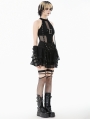 Black Gothic Punk Mesh Halter Sleeveless Top for Women