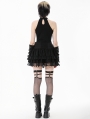 Black Gothic Punk Mesh Halter Sleeveless Top for Women