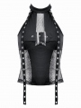 Black Gothic Punk Mesh Halter Sleeveless Top for Women