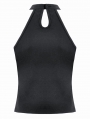 Black Gothic Punk Mesh Halter Sleeveless Top for Women