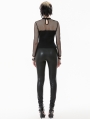 Black Gothic Punk Mesh Sleeve T-Shirt for Women