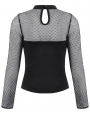 Black Gothic Punk Mesh Sleeve T-Shirt for Women