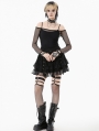 Black Gothic Versatile Off-the-Shoulder Mesh Top for Women