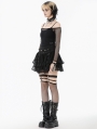 Black Gothic Versatile Off-the-Shoulder Mesh Top for Women
