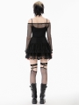 Black Gothic Versatile Off-the-Shoulder Mesh Top for Women