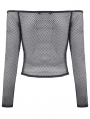 Black Gothic Versatile Off-the-Shoulder Mesh Top for Women