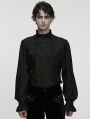 Black Vintage Gothic Embroidery Pattern Shirt for Men