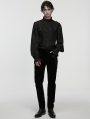 Black Vintage Gothic Embroidery Pattern Shirt for Men