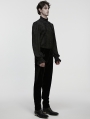 Black Vintage Gothic Embroidery Pattern Shirt for Men