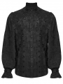 Black Vintage Gothic Embroidery Pattern Shirt for Men