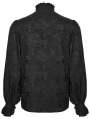 Black Vintage Gothic Embroidery Pattern Shirt for Men