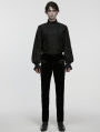 Black Vintage Gothic Embossed Velvet Pants for Men