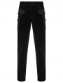 Black Vintage Gothic Embossed Velvet Pants for Men