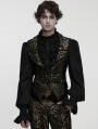 Black and Gold Gothic Medieval Pattern Lapel Vest for Men
