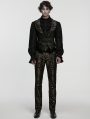 Black and Gold Gothic Medieval Pattern Lapel Vest for Men