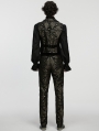 Black and Gold Gothic Medieval Pattern Lapel Vest for Men